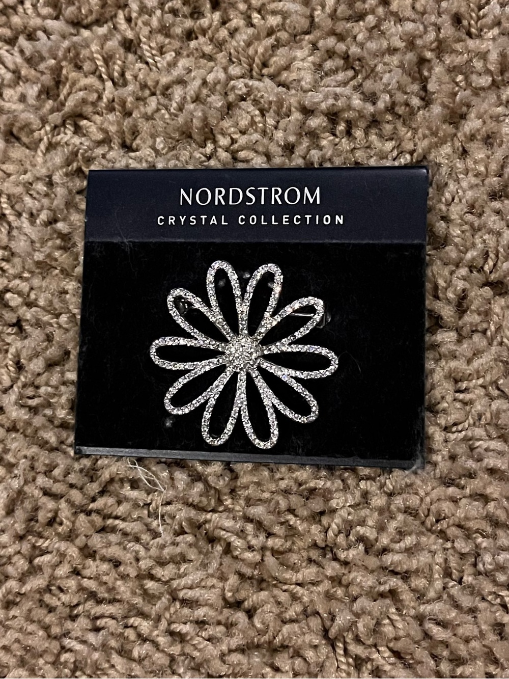 Nordstrom Crystal Collection Silver Flower Brooch
